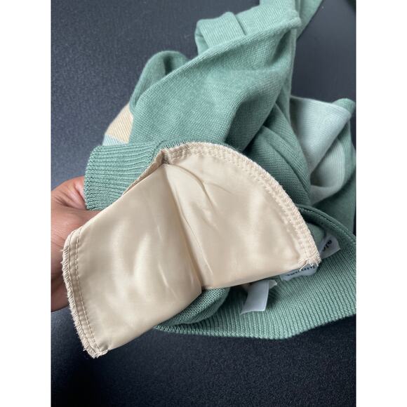 VTG Alfred Dunner Women's Wool Geometric Sequin Artzy Funnel Sweater Green PL - Picture 8 of 10